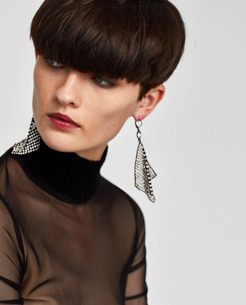 Zara Chain Mail Earrings With Stones