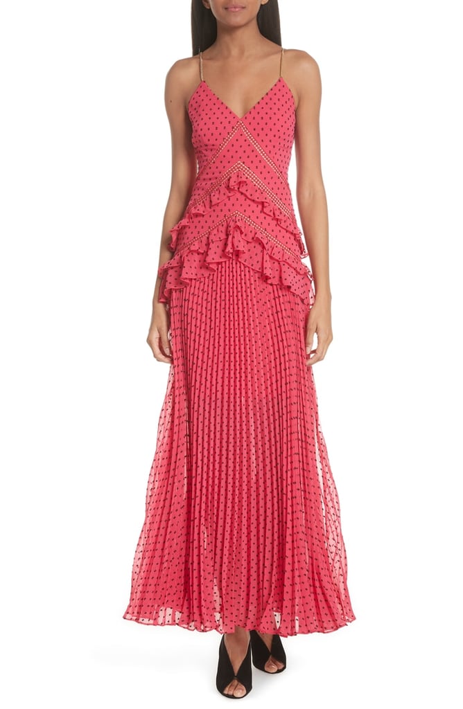 Ruffle Detail Plumetis Gown