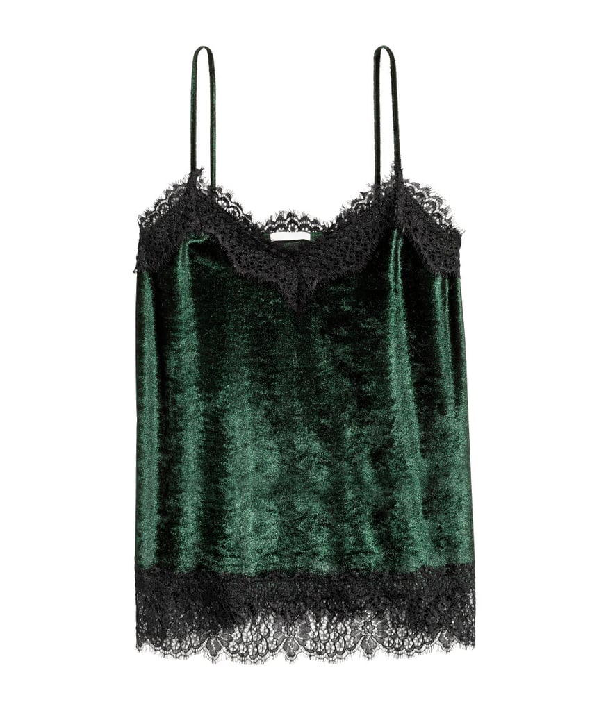 If you have a date night planned with your SO on St. Patrick's Day, we suggest wearing this sexy velvet cami underneath a blazer ($25).