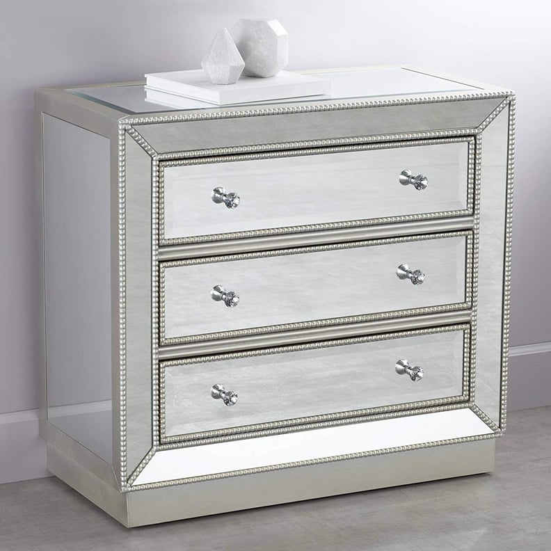 Trevi 32" Wide 3-Drawer Silver Mirrored Accent Chest