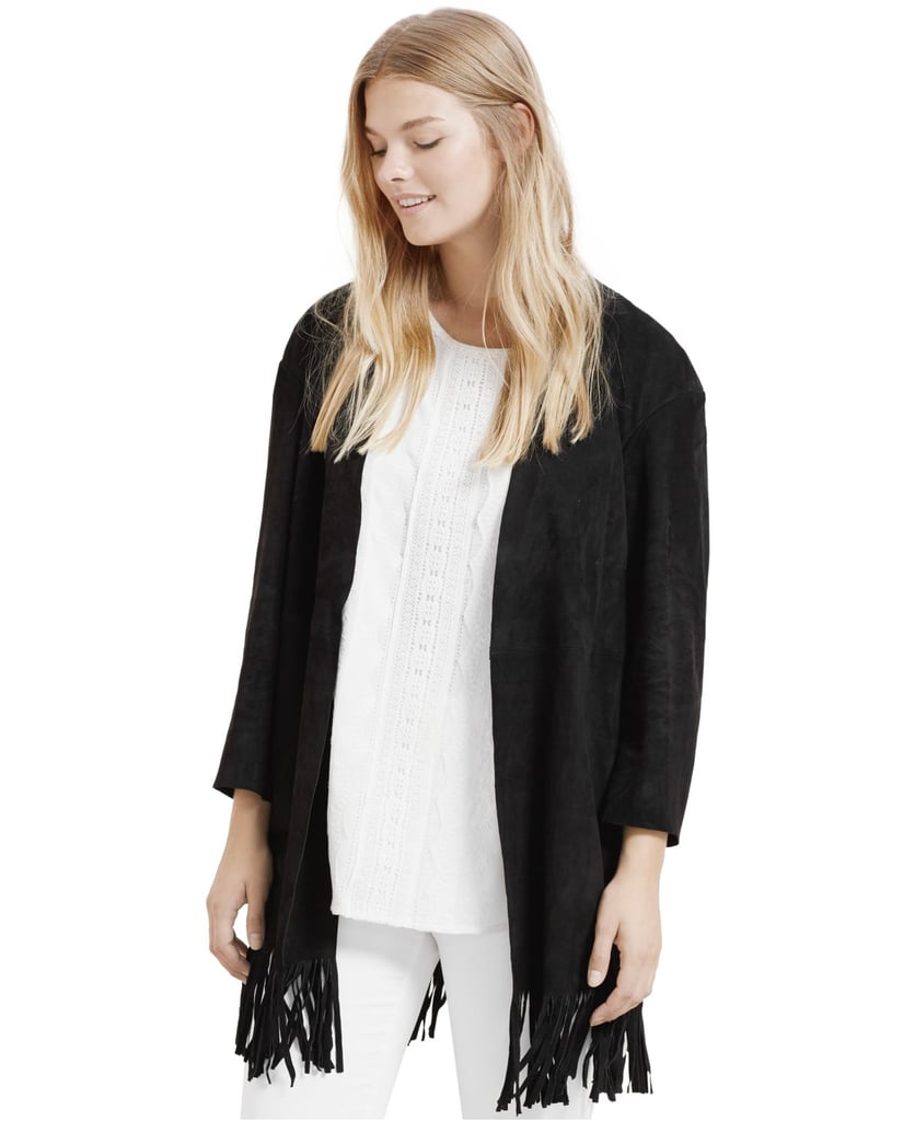 plus size black fringe jacket