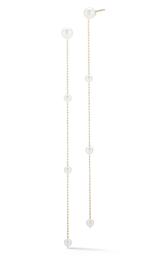 Mizuki Pearl Station Linear Drop Earrings Dainty Jewellery Gifts