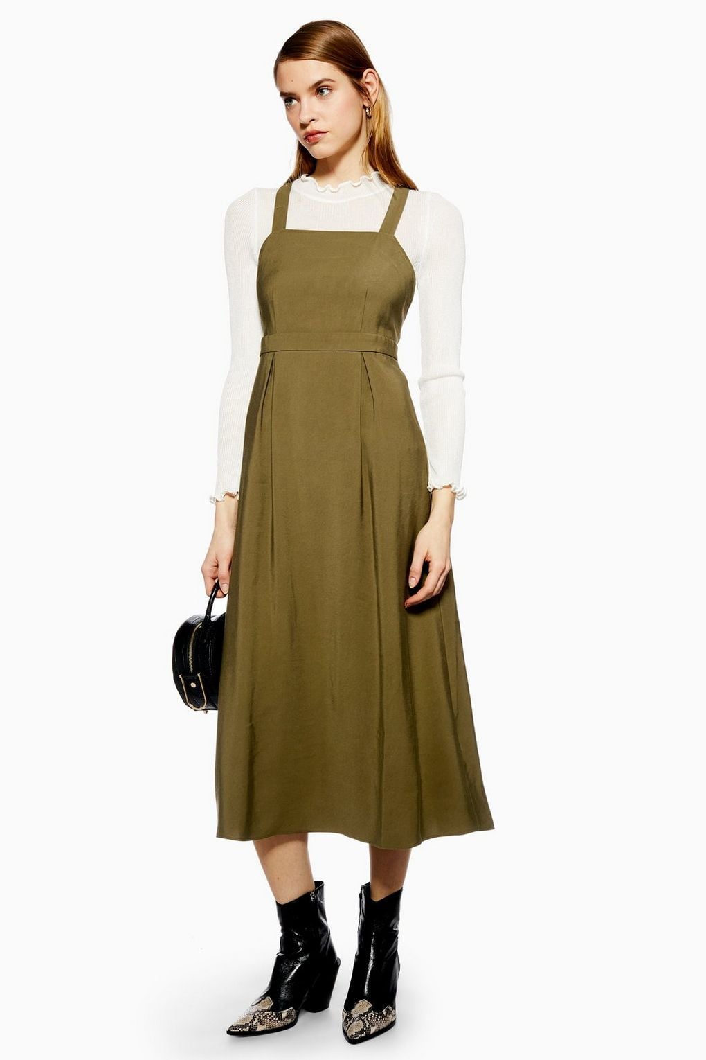 Sagton A Line Dresses for Women Regular Fit A-Line Print Pleated Dress Vintage Dress 