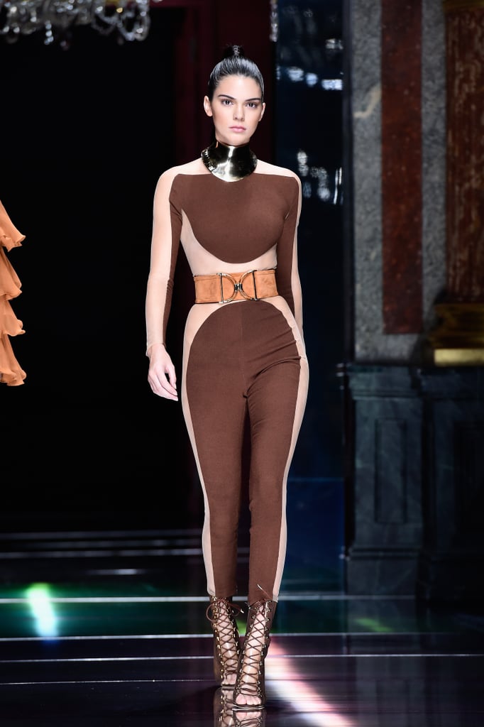 Gigi Hadid and Kendall Jenner at Balmain Fashion Show 2015