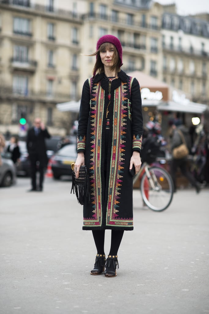 The much-photographed Anya Ziourova gave us a Winter gypset look. 
Source: Le 21ème | Adam Katz Sinding