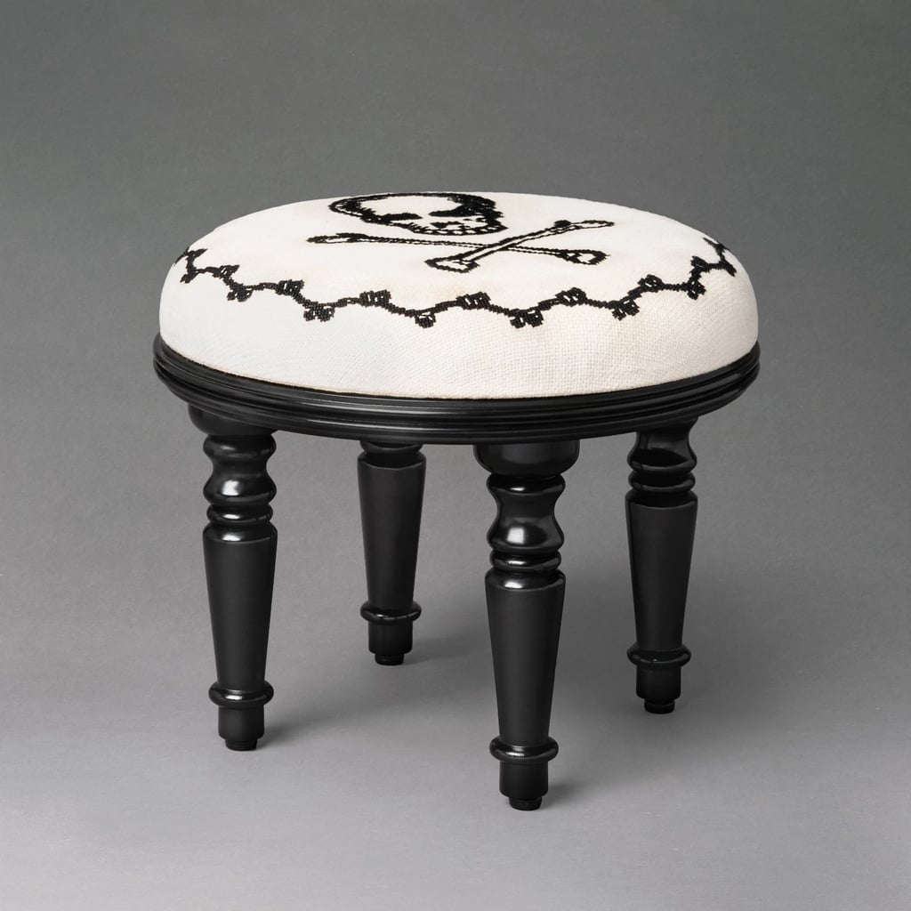 John Derian for Threshold Something's Afoot Round Embroidered Footstool