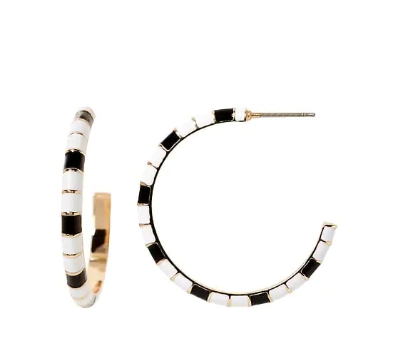 Enamel Stripe Hoop Earring