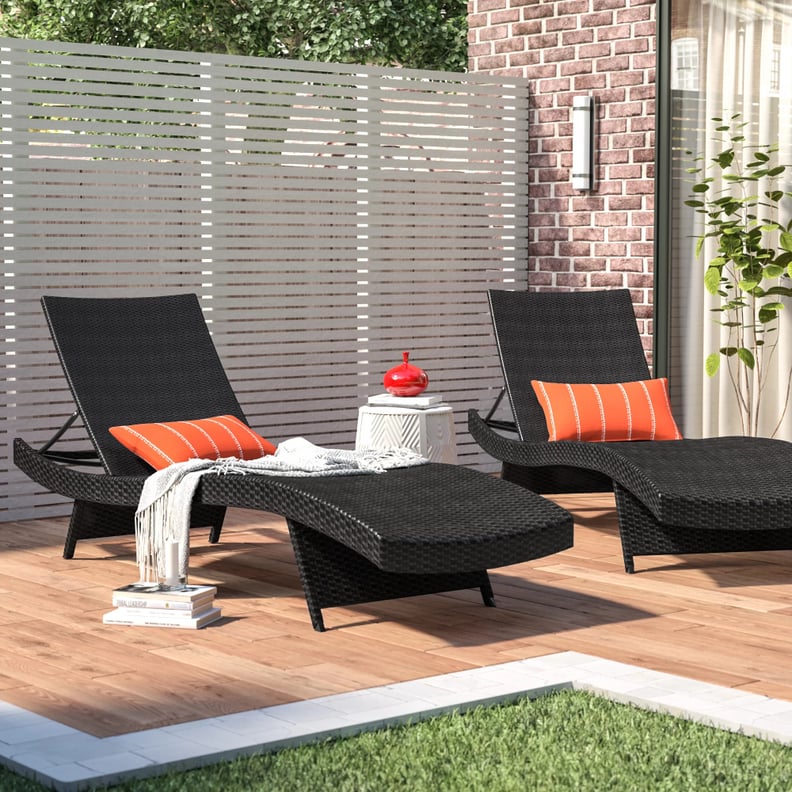 Reclining Outdoor Lounge Chairs: Mirabel 79" Long Reclining Chaise Lounge Set