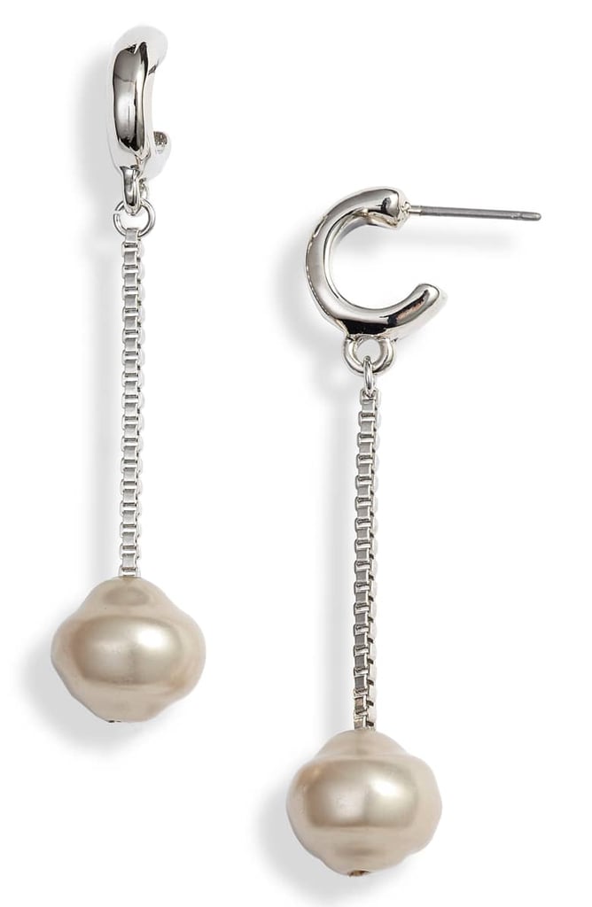 Something Navy Linear Orb Drop Earrings