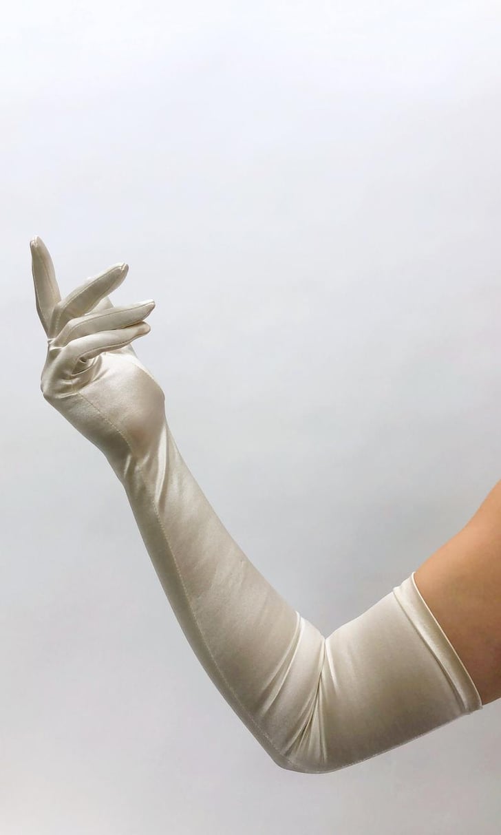 Long ivory online satin gloves