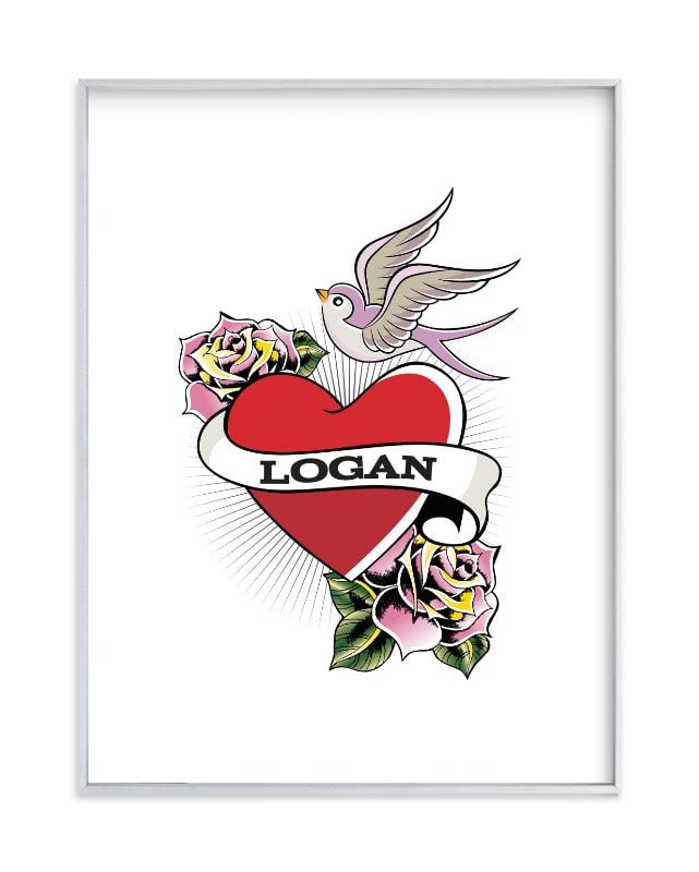 Vintage Style Custom Name Tattoo Wall Art
