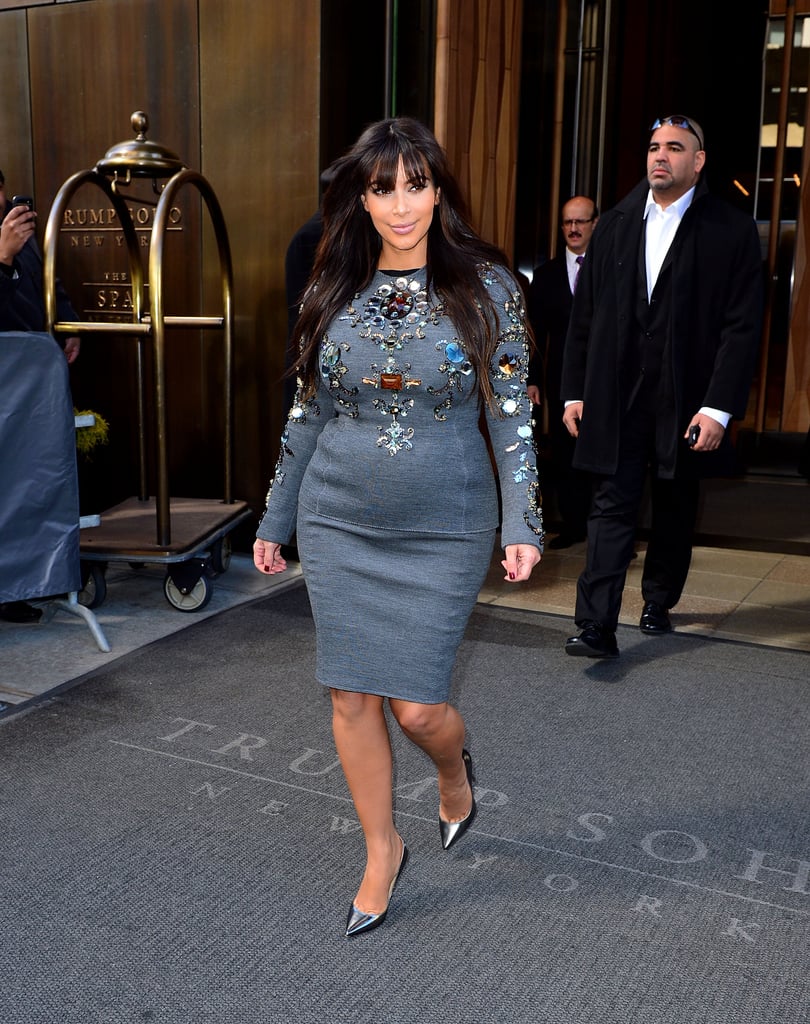 Kim's Gem-Encrusted Dress Attracted All Eyes to Her Growing Bump
