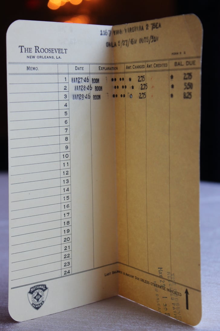 A Bill From 1946 | Roosevelt New Orleans Hotel Giveback Contest 2019