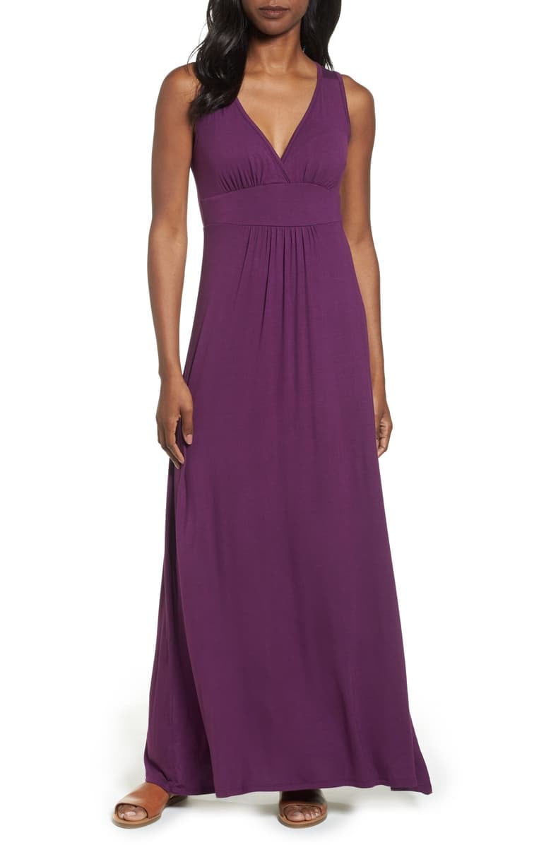 Loveappella V-Neck Jersey Maxi Dress