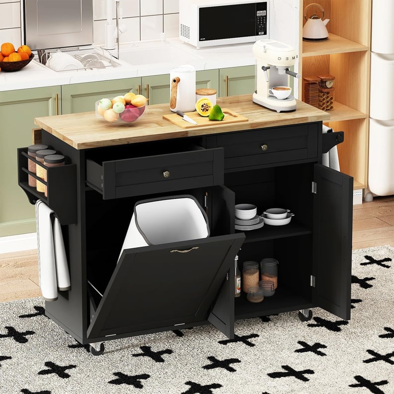 Best Kitchen Island With Trash Cabinet