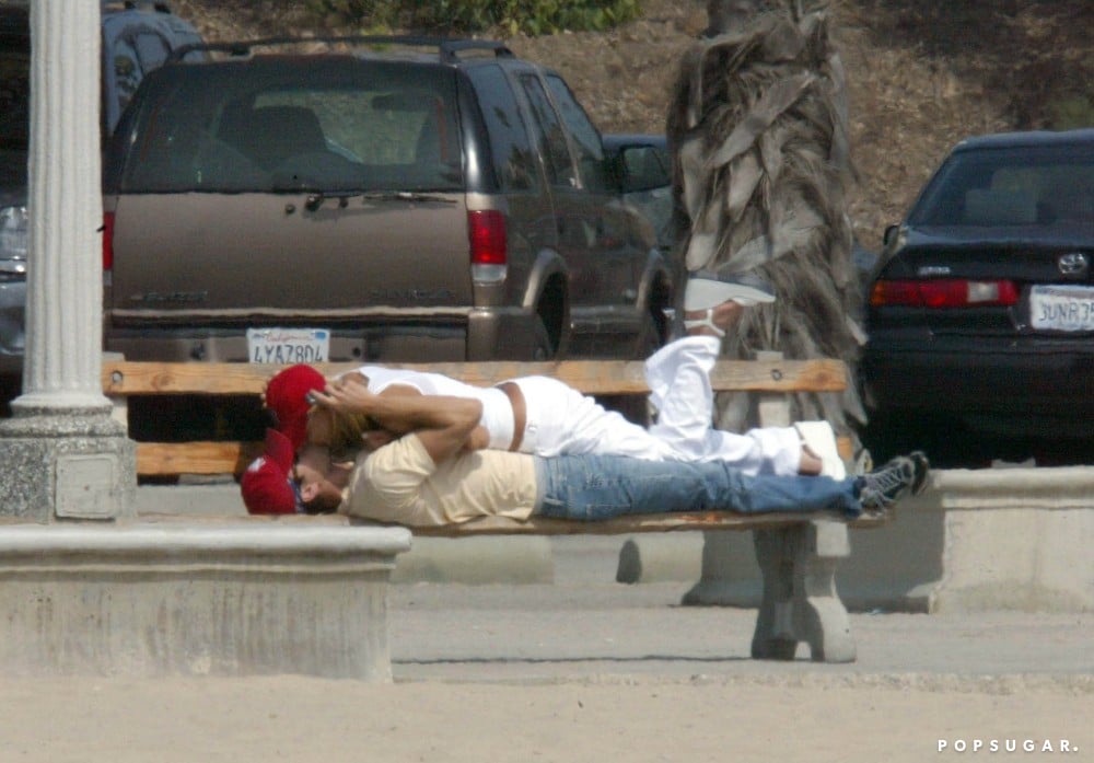 Anna Kournikova and Enrique Iglesias found a nearby park bench in Santa Monica, CA, for some PDA in September 2003.