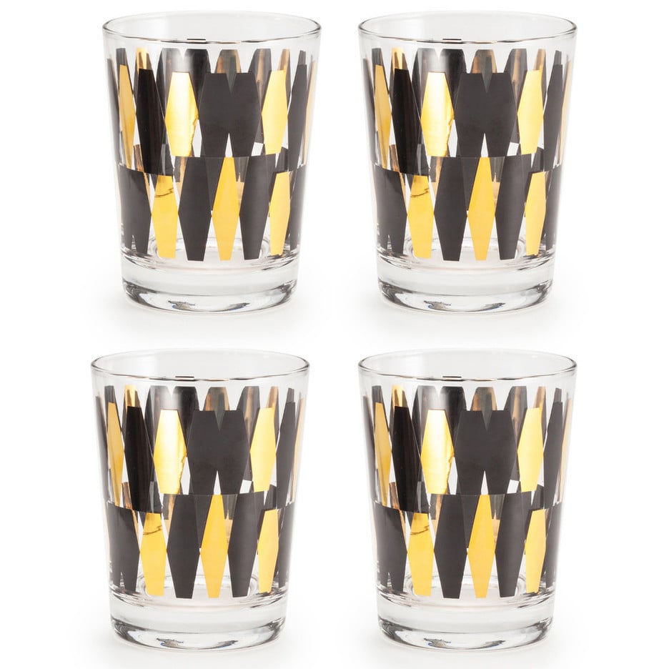 If you're looking to boost your home bar's happy-hour appeal, look no further than these dazzling Monte Carlo double old fashioned glasses ($24). Black and gold feels glam without being fussy, but the eye-catching linear pattern is my favorite part.

— AE