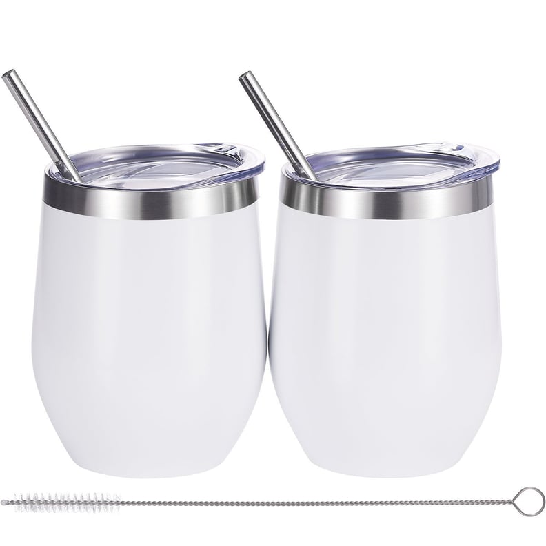 Skylety 2 Sets Double-insulated Stainless Steel Tumbler Cup with Lids and Straws