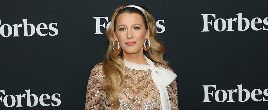 Blake Lively Debuts Baby Bump in Gold Sequin Dress