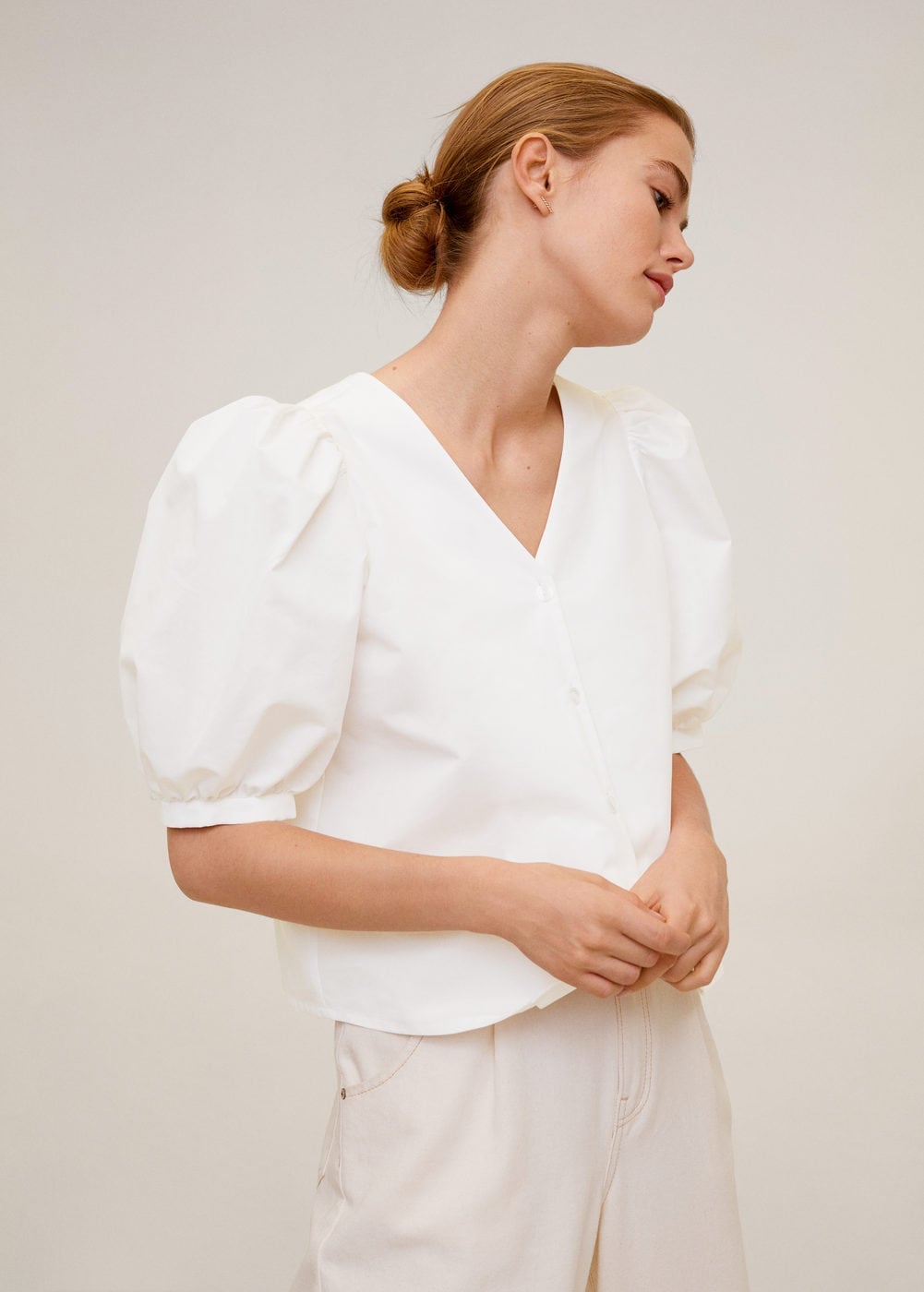 Productiviteit Justitie Per ongeluk Mango Puffed Sleeves Cotton Blouse | 5 Huge Spring Trends You Can Shop for  $50 or Less | POPSUGAR Fashion Photo 3