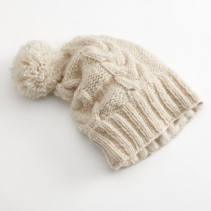 Sijjl Floppy Cable-Knit Wool Beanie