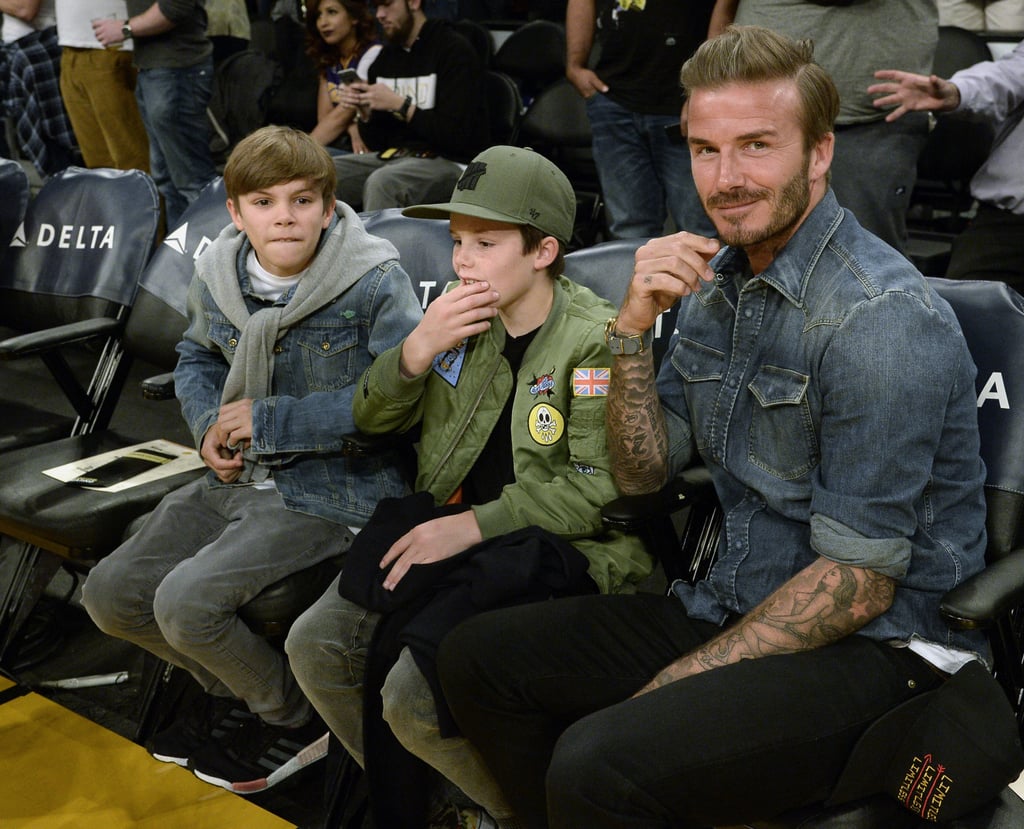 David Beckham With Sons at Lakers Game April 2016