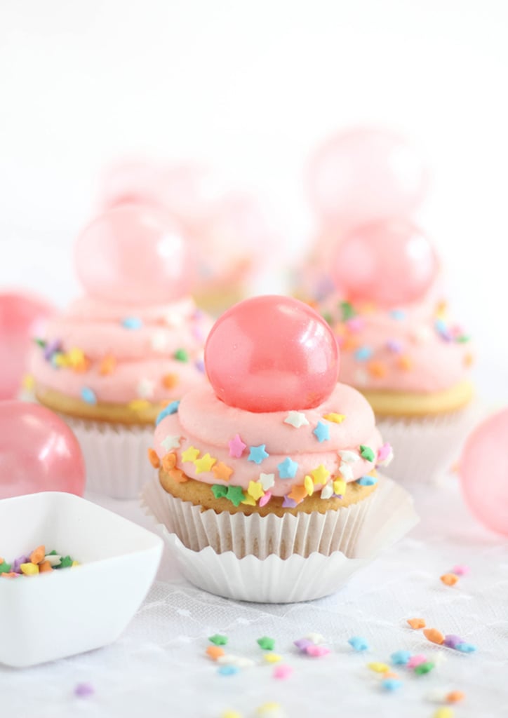 Bubble Gum Frosting Cupcakes With Gelatin Bubbles