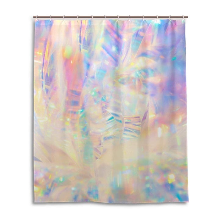 SPXUBZ Holographic Iridescent Metallic Shower Curtain Best Shower