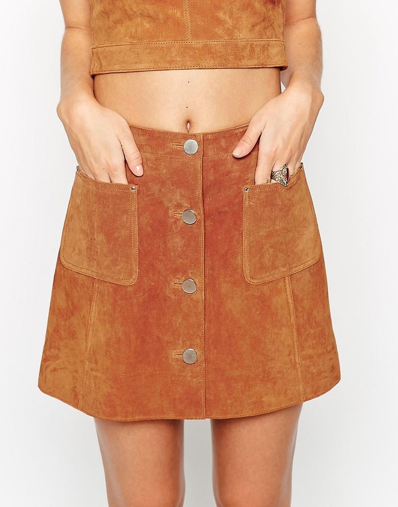 ASOS Button Through A-Line Suede Skirt ($95)