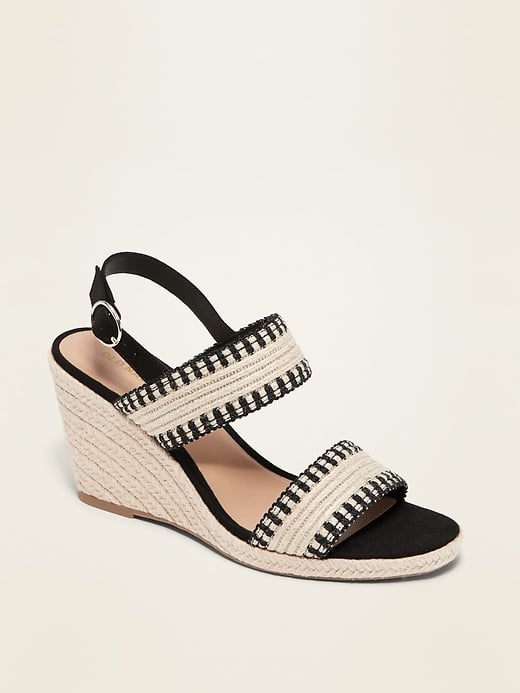 Double-Strap Espadrille Wedge Sandals