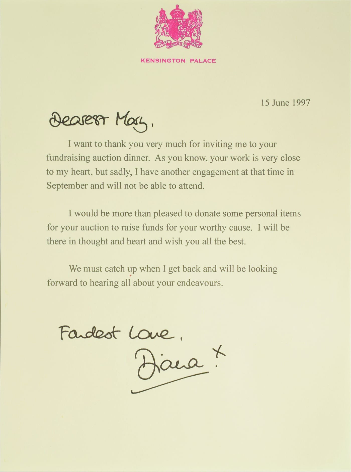 The Letter That Accompanies The Necklace Princess Diana Had A Charm Necklace Just Like Yours And It S Up For Auction Popsugar Fashion Photo 3