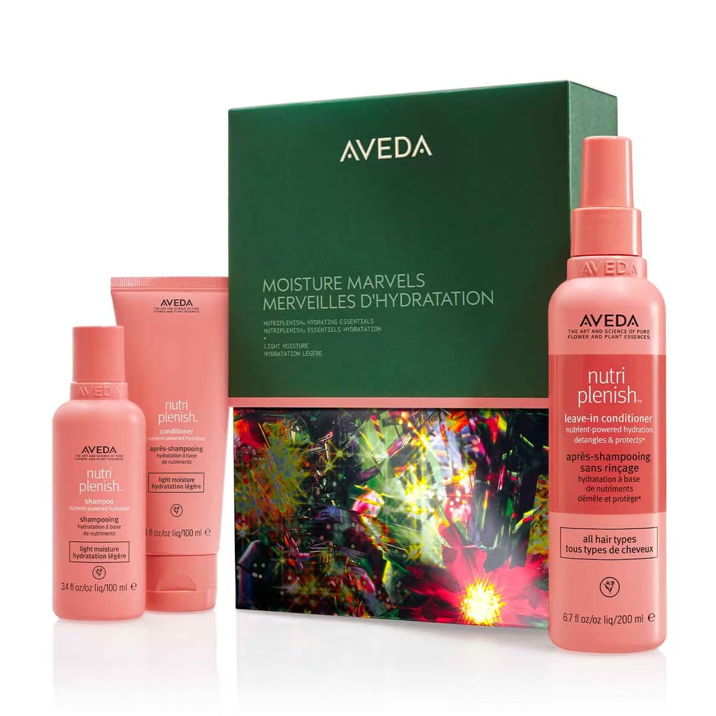 Aveda Moisture Marvels Nutriplenish Hydrating Essentials Gift Set ($61)
Dry hair doesn't stand a chance against this moisture-packed trio. It cleanses and hydrates without leaving hair feeling coated, and it imparts plenty of shine, too. I'm personally obsessed with its warm, softly spiced scent, and the pink packaging is another win for shower aesthetics.