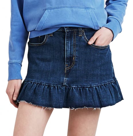 Ruffle Hem Denim Skirt