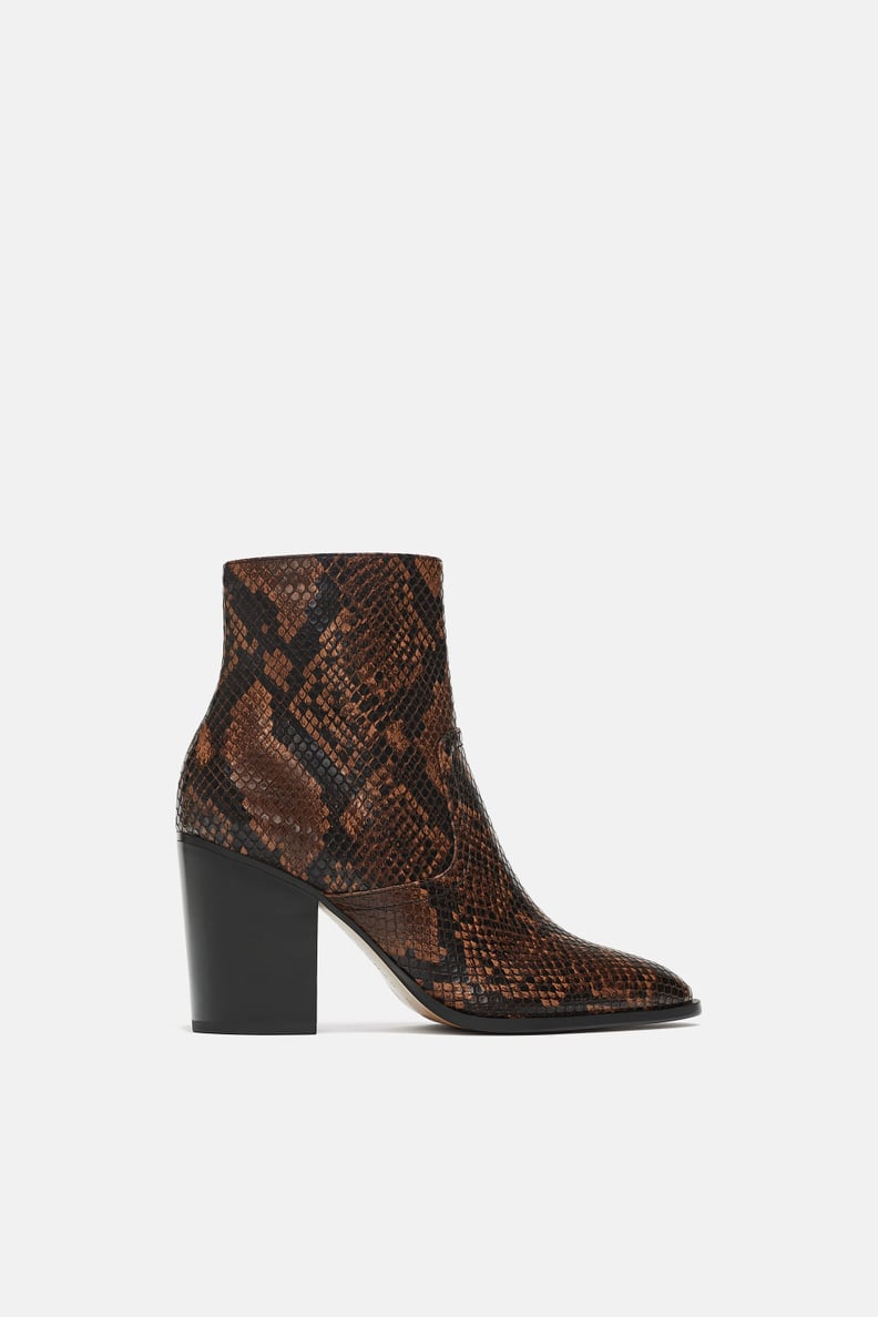 Zara Heeled Animal Print Ankle Boots