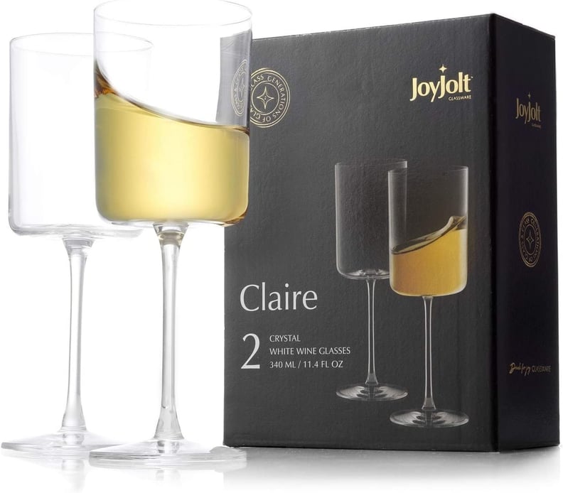 JoyJolt Claire White Wine Glass Set