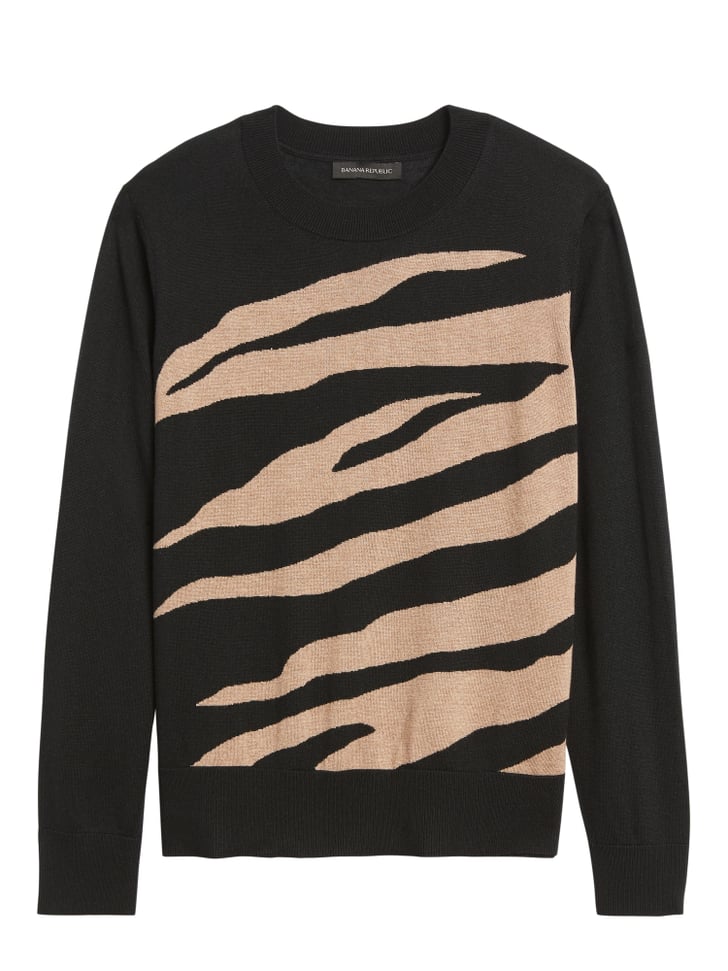 Banana Republic Silk Cashmere Relaxed Zebra Sweater Best Cashmere