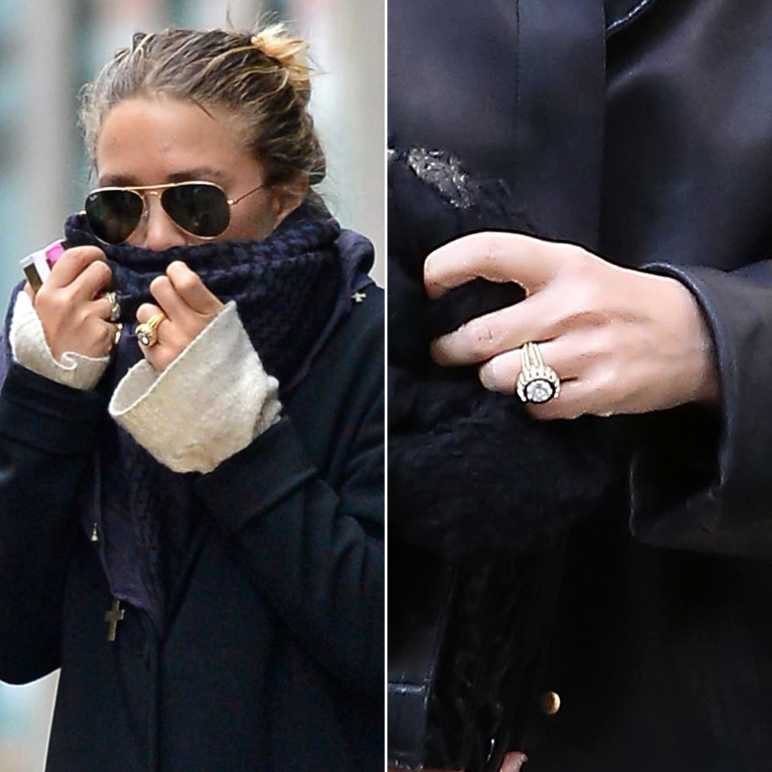 Mary-Kate Olsen Flashes Diamond Ring at Paris Fashion Week