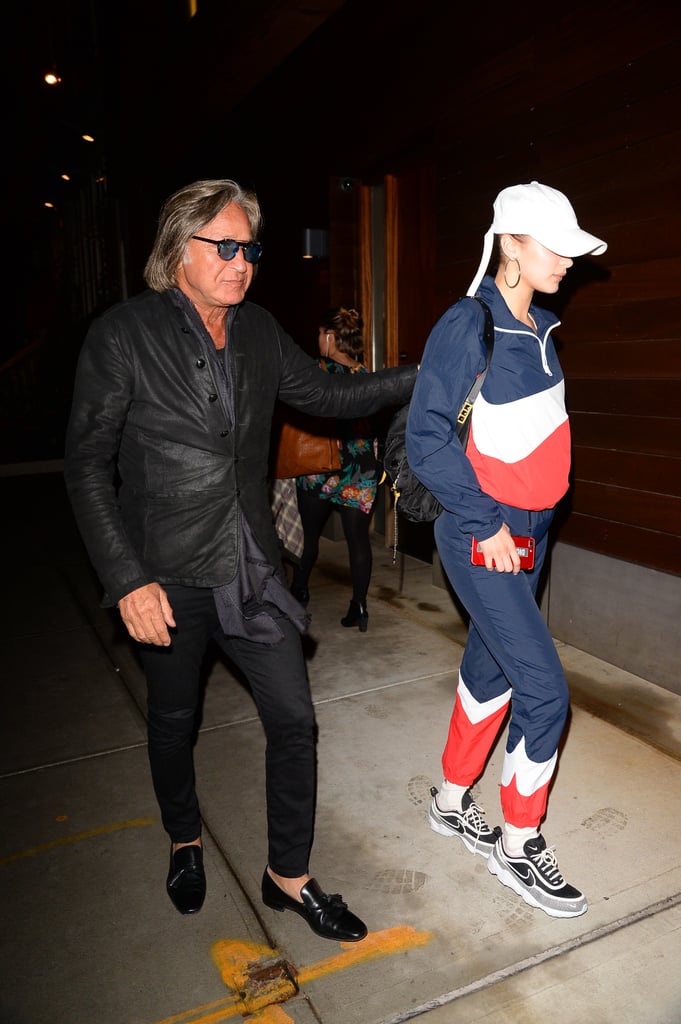 Bella Hadid Wearing a Red, White, and Blue Tracksuit