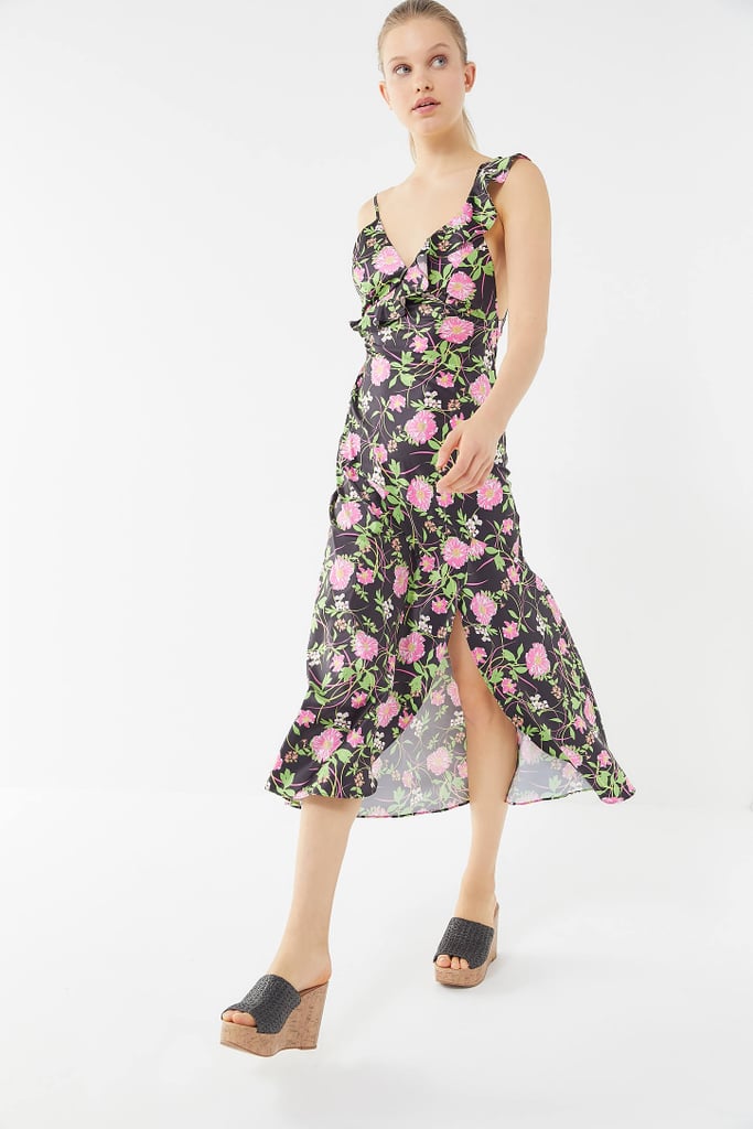 Urban Outfitters Flamenco Ruffle Tie-Back Slip Dress