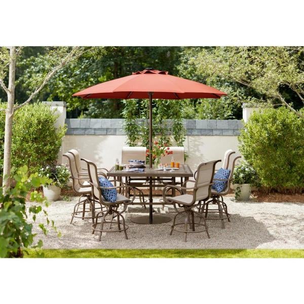 Hampton Bay LED Round Offset Outdoor Patio Umbrella