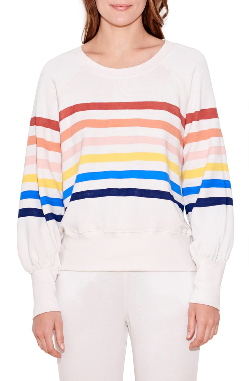 Sundry Stripe Puff Sleeve Sweatshirt