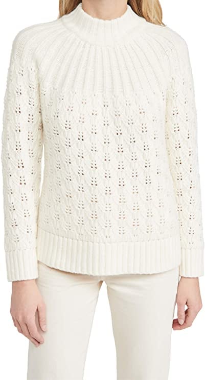 Madewell Pointelle Stitch Mix Mock Neck Sweater