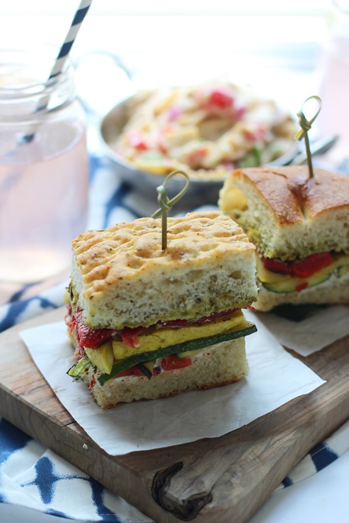 Grilled Veggie Sandwiches With Herbed Cream Cheese and Pesto