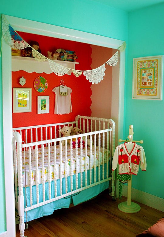 mini crib in closet