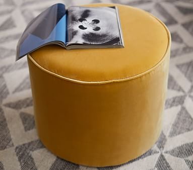 Yellow Low Round Ottoman