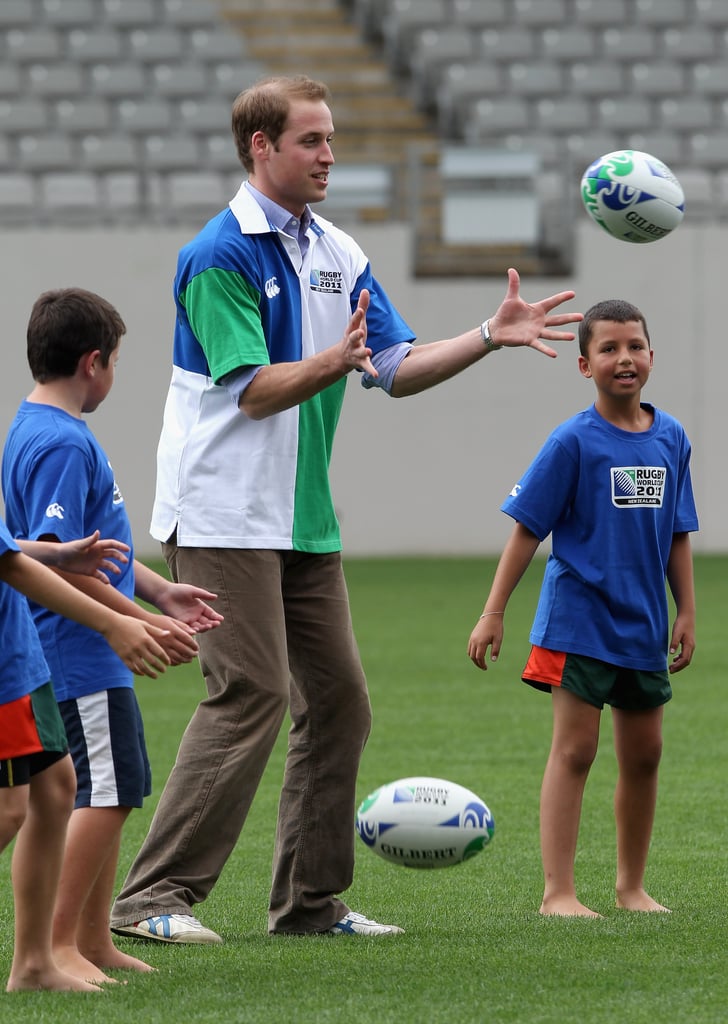 William played a game of rugby with a group of boys in New Zealand back in January 2010.