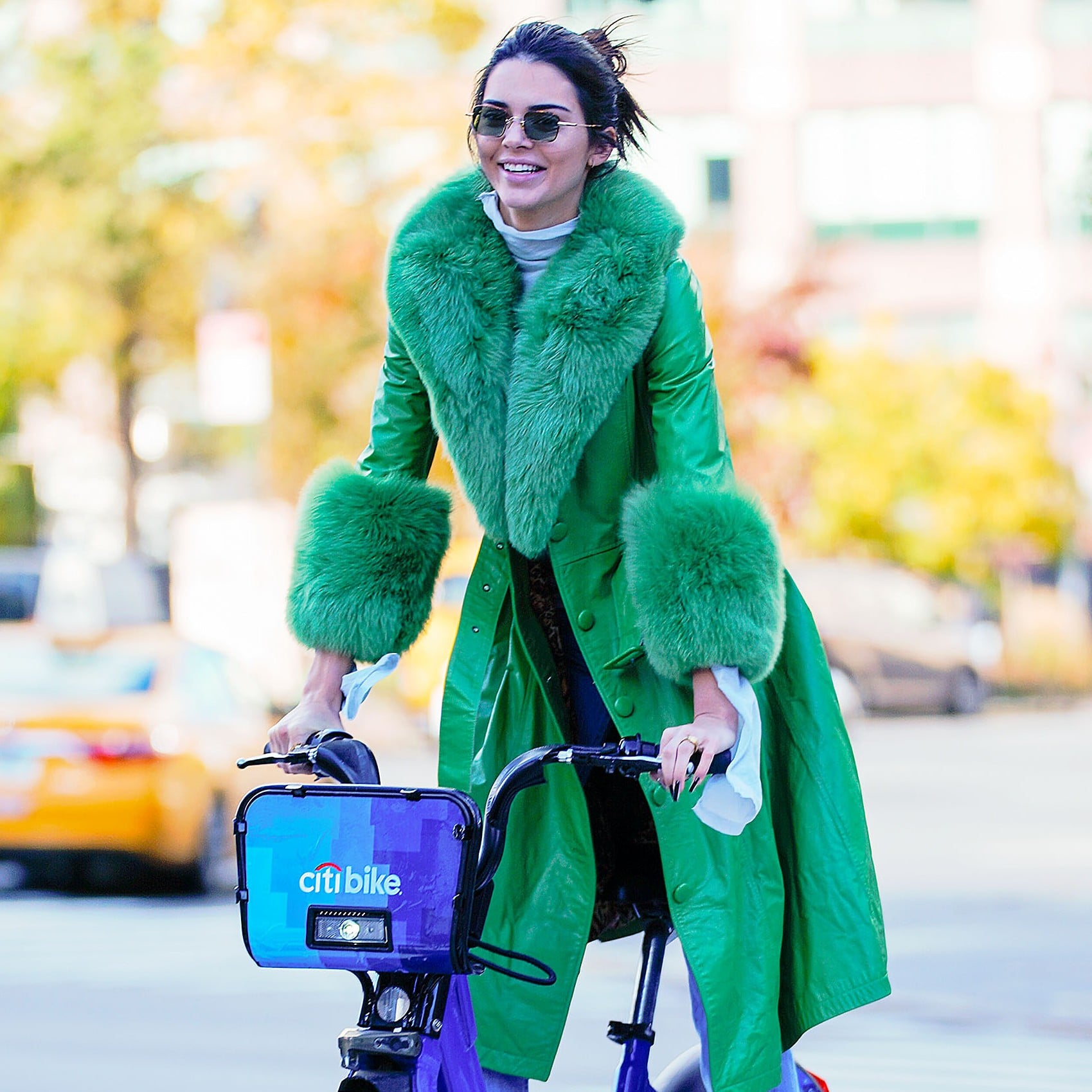 Green fur collar coat clearance