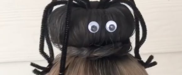 Mom's DIY Hairstyle on Daughter For Halloween