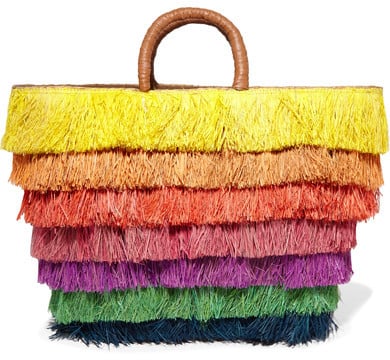 Kayu Pinata Leather-trimmed Fringed Straw Tote - Yellow