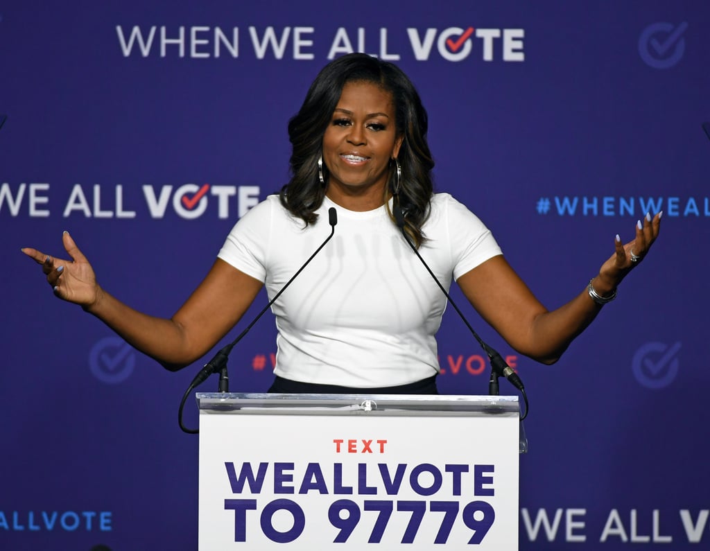 Michelle Obama Ruffled Pants at Rally in Las Vegas 2018